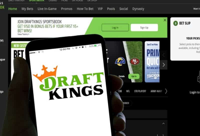 The online betting app Draft Kingss logo is seen on the screen of a mobile phone