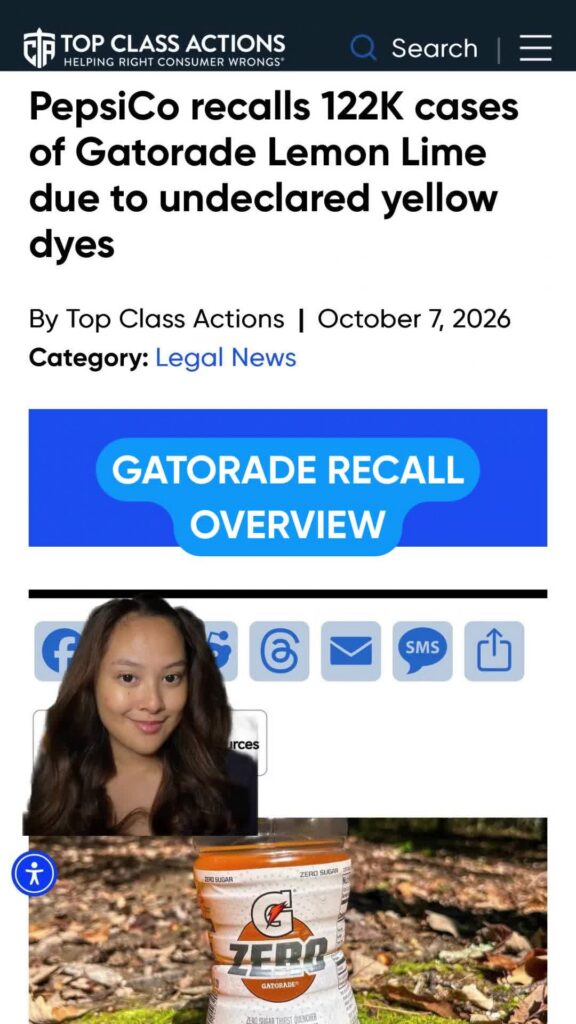 Over 122,000 Cases of Gatorade Recalled Nationwide! The FDA has classified this as a Class II recall due to potential